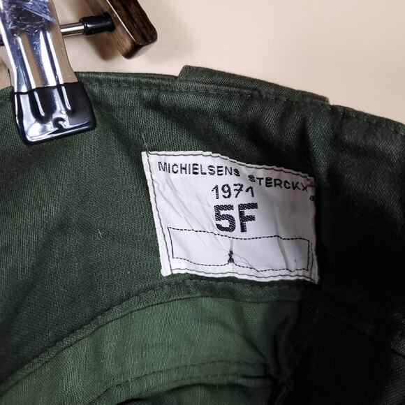 Vintage 1971 Michielsens Sterckx Army Green Button Fly Cargo Pants Size L - Picture 8 of 9